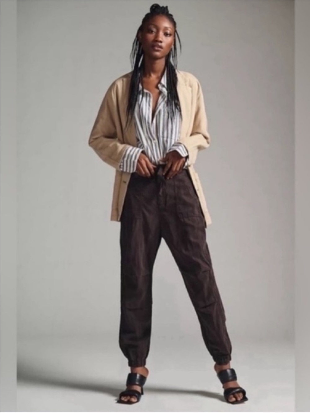 Anthropologie Slouchy Aviator Pull On Pants Size 4 Brown Joggers Boho Casual